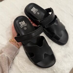 Black Leather Sandals